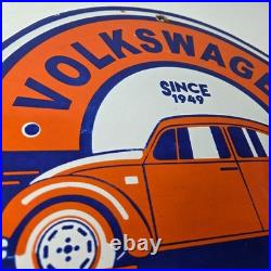 Vintage Volkswagen Sign Porcelain VW Bug Service Parts Auto Car Sales Gas Sign