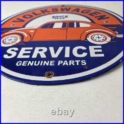 Vintage Volkswagen Sign Porcelain VW Bug Service Parts Auto Car Sales Gas Sign
