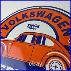 Vintage Volkswagen Sign Porcelain VW Bug Service Parts Auto Car Sales Gas Sign