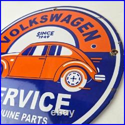 Vintage Volkswagen Sign Porcelain VW Bug Service Parts Auto Car Sales Gas Sign