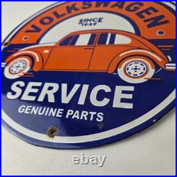 Vintage Volkswagen Sign Porcelain VW Bug Service Parts Auto Car Sales Gas Sign