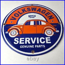 Vintage Volkswagen Sign Porcelain VW Bug Service Parts Auto Car Sales Gas Sign