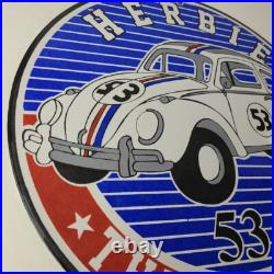 Vintage Volkswagen Sign Porcelain VW Herbie Love Bug Car Sales 53 Gas Sign