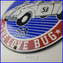 Vintage Volkswagen Sign Porcelain VW Herbie Love Bug Car Sales 53 Gas Sign