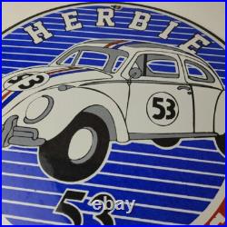 Vintage Volkswagen Sign Porcelain VW Herbie Love Bug Car Sales 53 Gas Sign