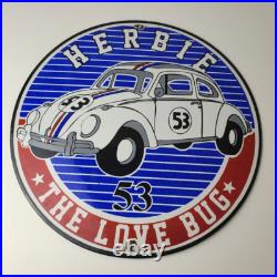 Vintage Volkswagen Sign Porcelain VW Herbie Love Bug Car Sales 53 Gas Sign
