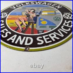 Vintage Volkswagen Sign Sales Dealership VW Automobile Gas Pump Porcelain Sign