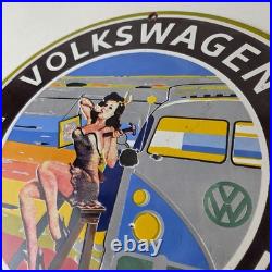 Vintage Volkswagen Sign Sales Dealership VW Automobile Gas Pump Porcelain Sign
