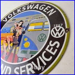 Vintage Volkswagen Sign Sales Dealership VW Automobile Gas Pump Porcelain Sign