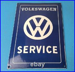 Vintage Volkswagen Sign Service & Sales Automobile Gas Pump Porcelain Sign