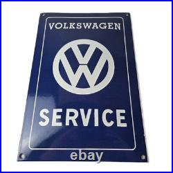 Vintage Volkswagen Sign Service & Sales Automobile Gas Pump Porcelain Sign