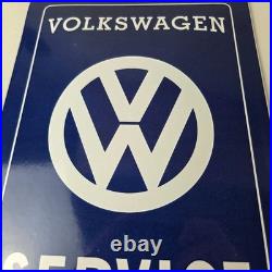Vintage Volkswagen Sign Service & Sales Automobile Gas Pump Porcelain Sign