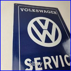 Vintage Volkswagen Sign Service & Sales Automobile Gas Pump Porcelain Sign