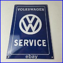 Vintage Volkswagen Sign Service & Sales Automobile Gas Pump Porcelain Sign