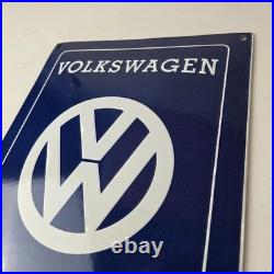 Vintage Volkswagen Sign Service & Sales Automobile Gas Pump Porcelain Sign