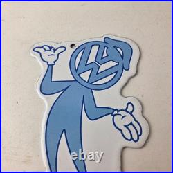 Vintage Volkswagen Sign VW Automobile Dealership Sales Gas Pump Porcelain Sign