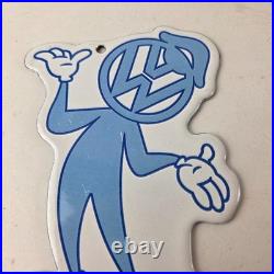 Vintage Volkswagen Sign VW Automobile Dealership Sales Gas Pump Porcelain Sign