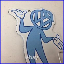 Vintage Volkswagen Sign VW Automobile Dealership Sales Gas Pump Porcelain Sign