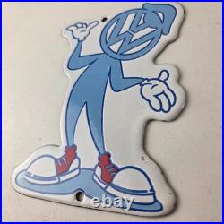 Vintage Volkswagen Sign VW Automobile Dealership Sales Gas Pump Porcelain Sign