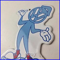 Vintage Volkswagen Sign VW Automobile Dealership Sales Gas Pump Porcelain Sign