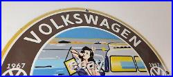 Vintage Volkswagen Sign VW Automobile Sign Porcelain Service Pin Gas Sign