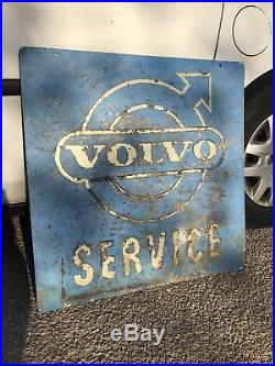 Vintage Volvo Service Automobile Car Engine Double Sided Metal Blue Sign L@@K