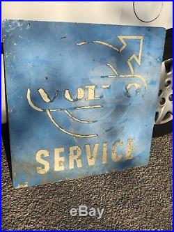 Vintage Volvo Service Automobile Car Engine Double Sided Metal Blue Sign L@@K