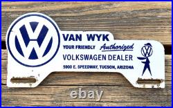 Vintage Vw Volkswagen Van Wyk Gas Station Porcelain Oil License Plate Sign