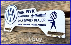 Vintage Vw Volkswagen Van Wyk Gas Station Porcelain Oil License Plate Sign