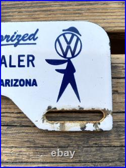 Vintage Vw Volkswagen Van Wyk Gas Station Porcelain Oil License Plate Sign