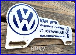 Vintage Vw Volkswagen Van Wyk Gas Station Porcelain Oil License Plate Sign