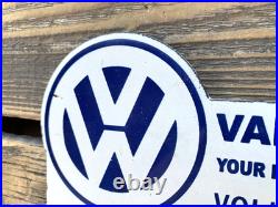 Vintage Vw Volkswagen Van Wyk Gas Station Porcelain Oil License Plate Sign