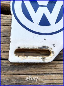 Vintage Vw Volkswagen Van Wyk Gas Station Porcelain Oil License Plate Sign