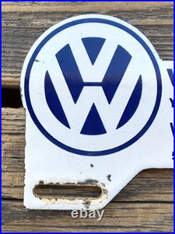 Vintage Vw Volkswagen Van Wyk Gas Station Porcelain Oil License Plate Sign