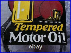 Vintage Wadhams Tempered Motor Oil Porcelain Sign Car Gas Truck Oil
