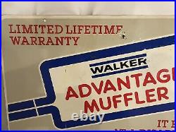 Vintage Walker Advantage Muffler Metal Automobile Advertising Sign Gas 2 Sided