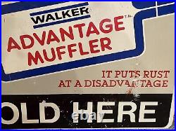 Vintage Walker Advantage Muffler Metal Automobile Advertising Sign Gas 2 Sided