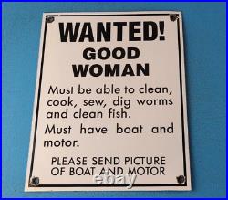 Vintage Wanted Good Woman Porcelain Automobile Car Garage Gas Station Sign