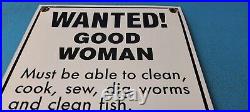 Vintage Wanted Good Woman Porcelain Automobile Car Garage Gas Station Sign