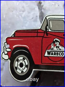 Vintage Wareco Auto And Tire Service Porcelain Sign 12×5