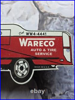 Vintage Wareco Auto And Tire Service Porcelain Sign 12×5