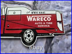 Vintage Wareco Auto And Tire Service Porcelain Sign 12×5