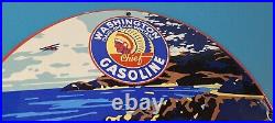 Vintage Washington Gasoline Sign Luxury Auto Gas Pump Porcelain Service Sign