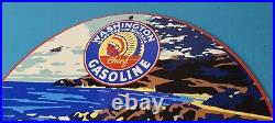 Vintage Washington Gasoline Sign Luxury Auto Gas Pump Porcelain Service Sign