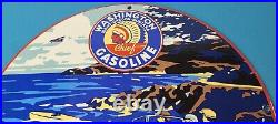 Vintage Washington Gasoline Sign Luxury Auto Gas Pump Porcelain Service Sign