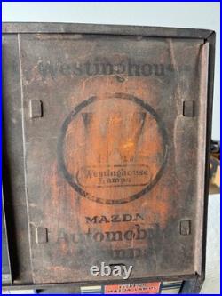 Vintage Westinghouse Mazda Automobile Lamp Display Cabinet With Original Boxes