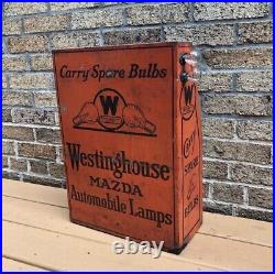 Vintage Westinghouse Mazda Automobile Lamps Store Display Cabinet Sign