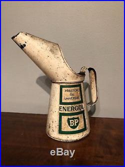 Vintage White Bp Energol Rare Quart Size Oil Jug Pourer Can
