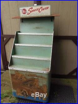 Vintage Whiz Display Cabinet Service Station Car Care Tin Sign Rolling