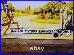 Vintage Whiz Porcelain Sign Radiator Stop Leak Garage Automobile Advertising